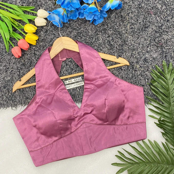 BL 6656 Halter Neck Bollywood Style Spaghetti Pattern Gaji Silk Blouse