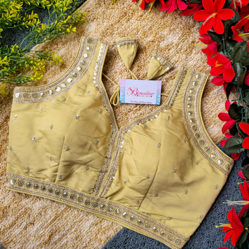 BL 6407 Slub Silk Embroidery Blouse