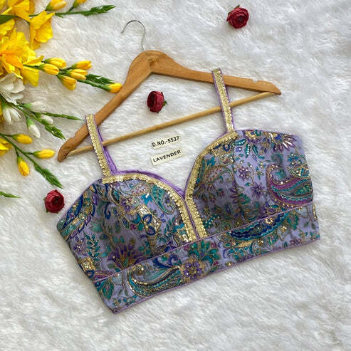 BL 5537 Designer Viscose Crepe Pojisan Embroidered Blouse