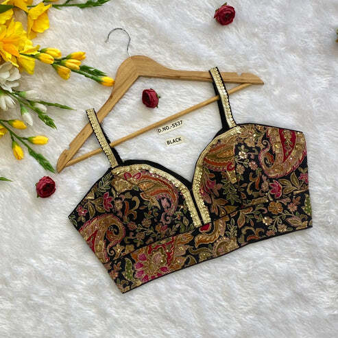 BL 5537 Designer Viscose Crepe Pojisan Embroidered Blouse