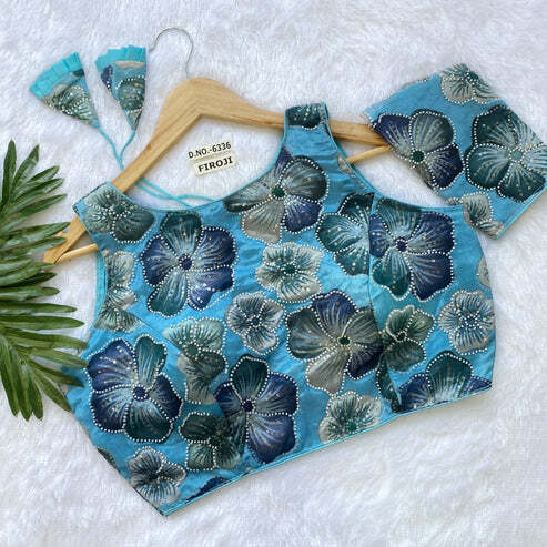 BL 6336 Chinon Position Print Beads Work Blouse