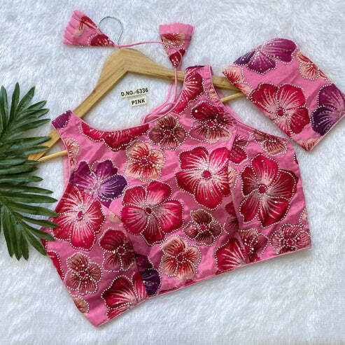 BL 6336 Chinon Position Print Beads Work Blouse