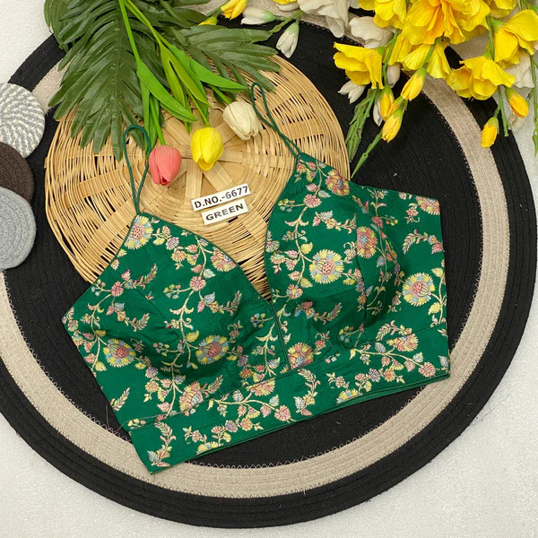 BL 6677 acquard Spaghetti V-Neck Blouse