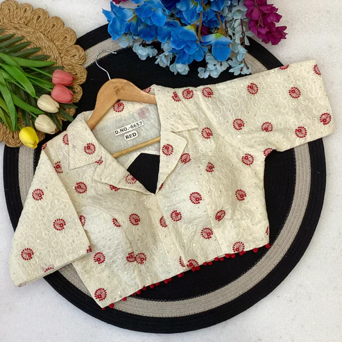 BL 6657 Khadi Cotton Collar Neck Blouse