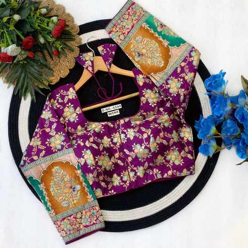 BL 6544 Jacquard Position Print Blouse