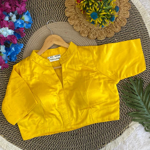 BL 6680 Plain Gaji Silk Collar Neck Blouse