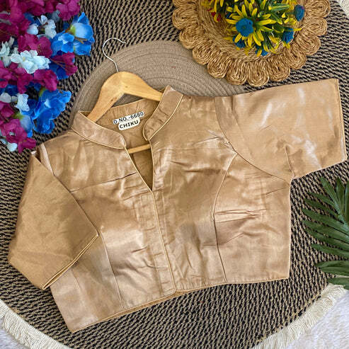 BL 6680 Plain Gaji Silk Collar Neck Blouse