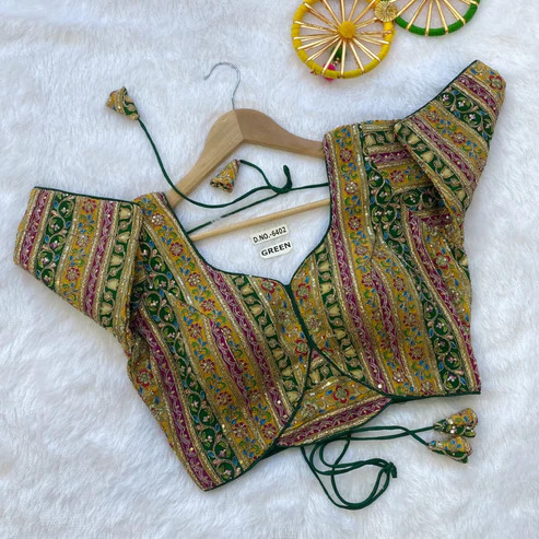 BL 6402 Navaratri Kodi Crep Viscose Pojisan Blous