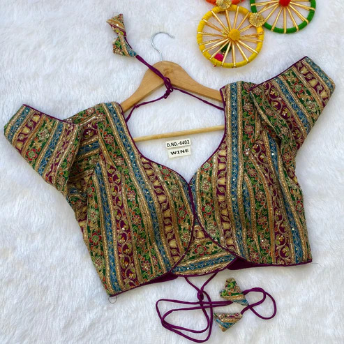 BL 6402 Navaratri Kodi Crep Viscose Pojisan Blous