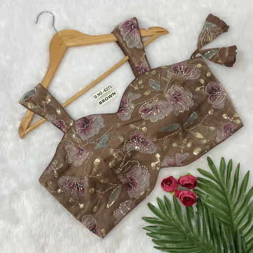 BL 6371 Organza with Hand Beads Position Blouse