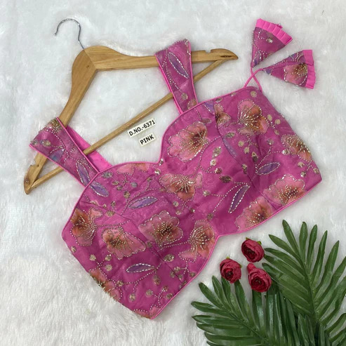 BL 6371 Organza with Hand Beads Position Blouse