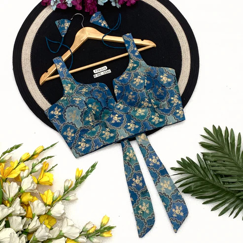 BL 6599 V-Neck Jacquard Position Print Sleeveless Spaghetti Blouse