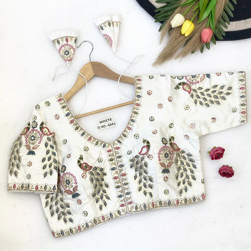 BL 6661 Satin Silk V-Neck Bridal Blouse