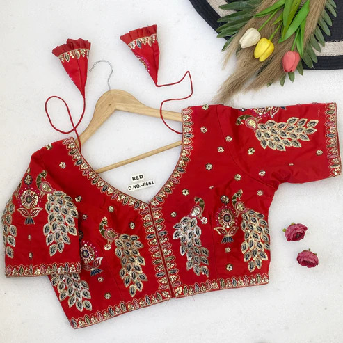 BL 6661 Satin Silk V-Neck Bridal Blouse