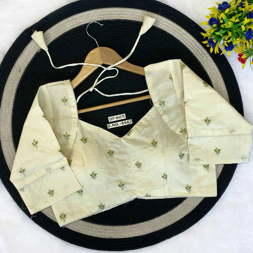 BN 6567 OFF White Khadi Cotton Designer Blouse