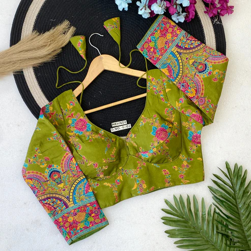 BL 6602 Royal Meenakari Jacquard V-Neck Blouse