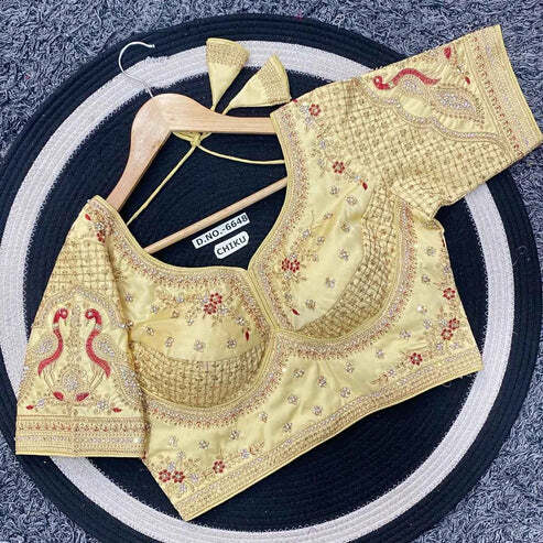 BL 6648 Premium Malai Silk Golden Zari Blouse