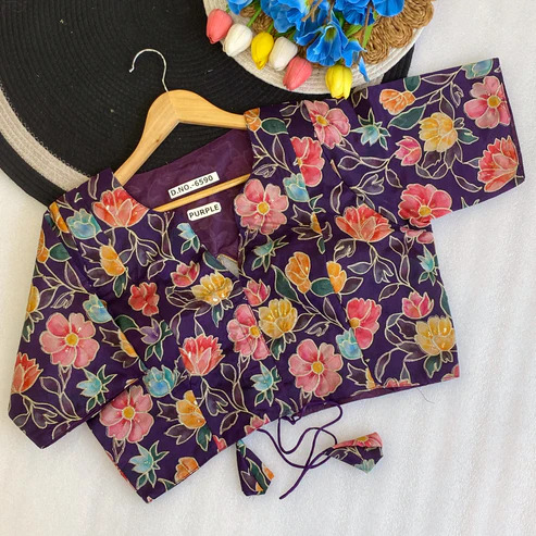 BL 6590 Plus Size D-Crepe Position Embroidery Blouse