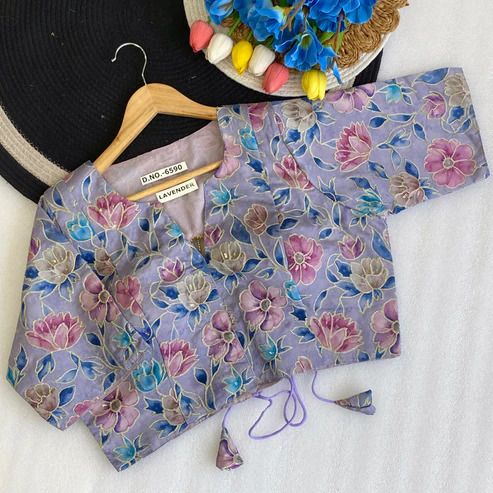 BL 6590 Plus Size D-Crepe Position Embroidery Blouse