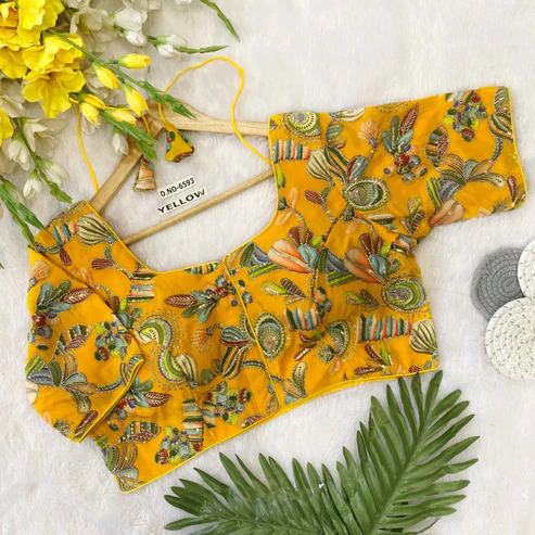 BL 6593 Viscose Crepe Position Print Blouse