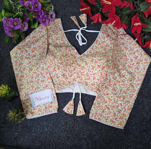 BL 6378 Trendy Camric Cotton Soft Mill Print Blouse