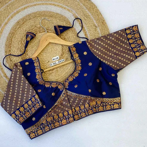 BL 6634 Multicoloured Neem Zari Vichitra Silk Blouse