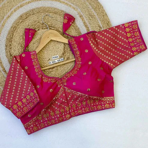 BL 6634 Multicoloured Neem Zari Vichitra Silk Blouse