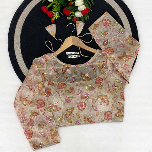 BL 6668 Organza Full Sleeve Blouse