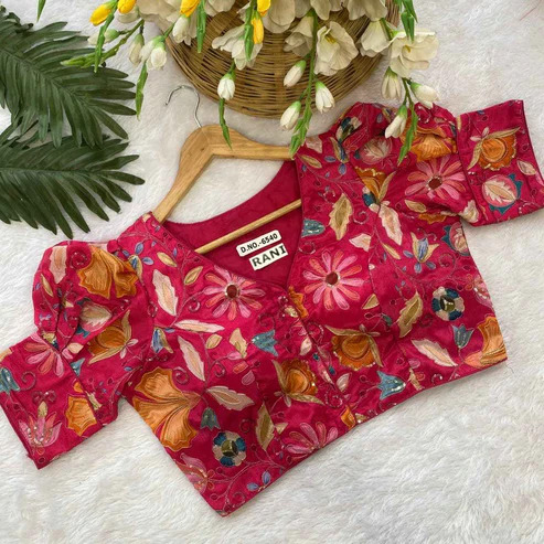 BL 6540 Silk Position Fancy Embroidery Blouse