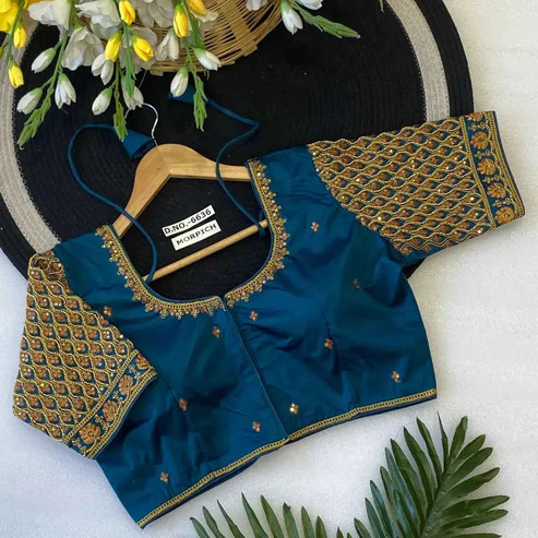 BL 6636 Premium Slub Silk Princess Cut Blouse