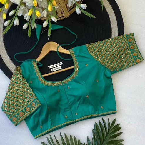 BL 6636 Premium Slub Silk Princess Cut Blouse