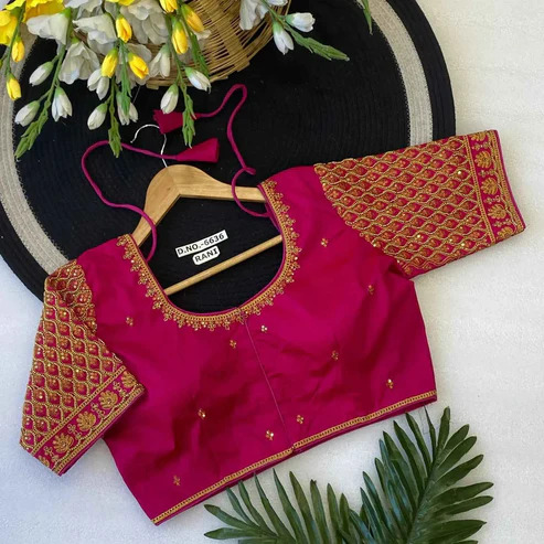 BL 6636 Premium Slub Silk Princess Cut Blouse