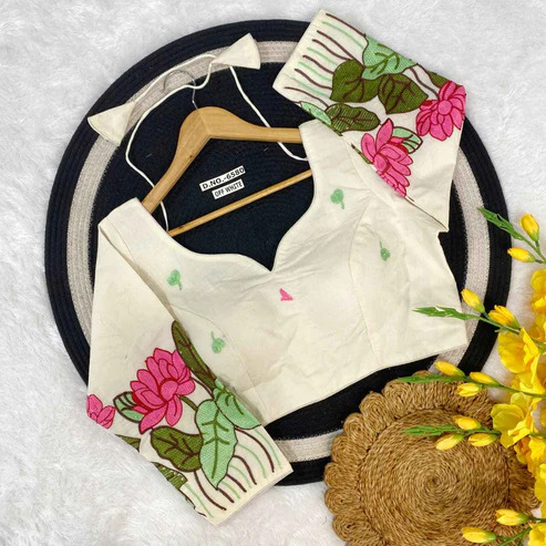 BL 6580 Trendy Khadi Cotton Embroidery Blouse