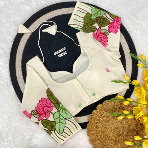 BL 6580 Trendy Khadi Cotton Embroidery Blouse