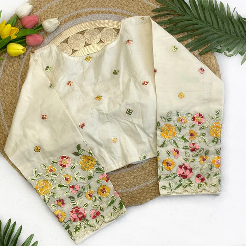 BL 6583 Full Sleeves Embroidery Khadi Blouse