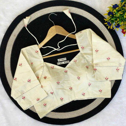 BL 6567 OFF White Khadi Cotton Designer Blouse