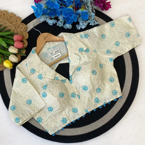 BL 6657 Khadi Cotton Collar Neck Blouse