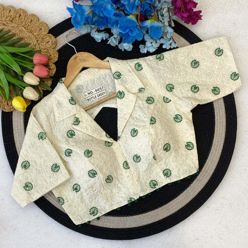 BL 6657 Khadi Cotton Collar Neck Blouse