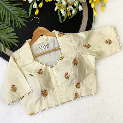 BL 6505 Collar Neck Khadi Cotton Blouse