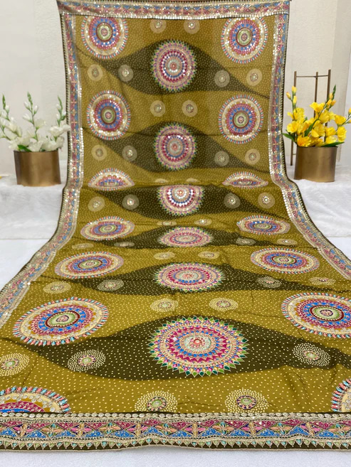 BL 6664 Pure Natural Crepe Position Print Dupatta