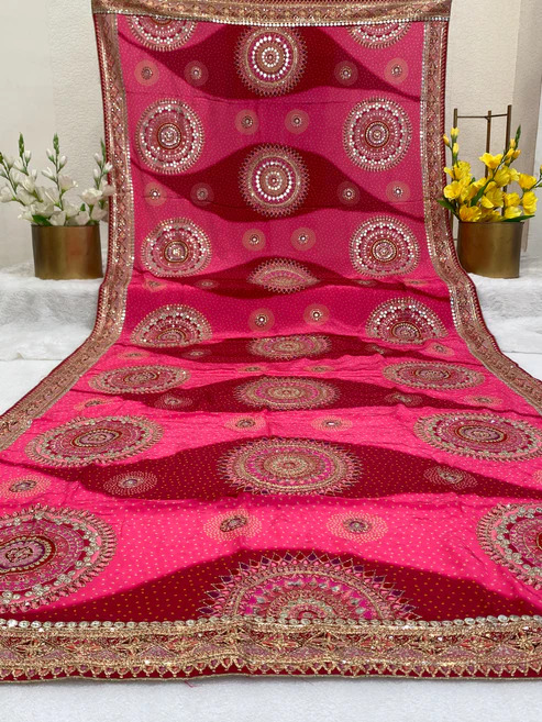 BL 6664 Pure Natural Crepe Position Print Dupatta