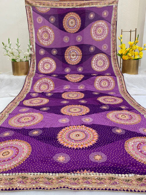 BL 6664 Pure Natural Crepe Position Print Dupatta