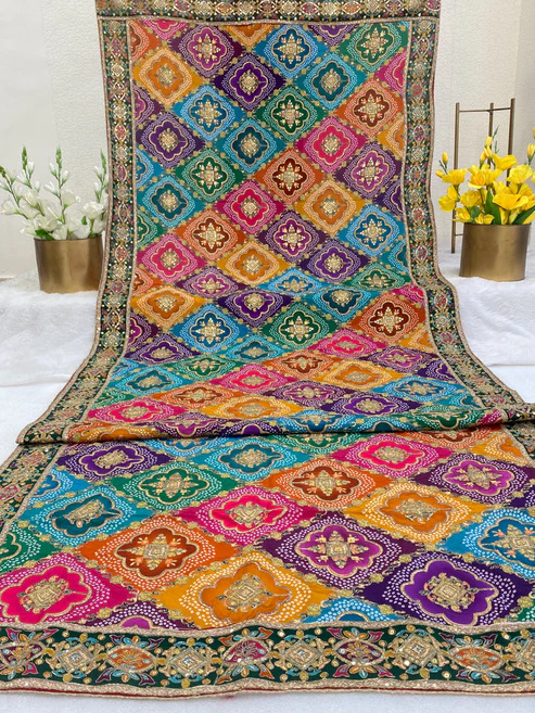 BL 6662 Natural Crepe Position Print Multicolor Dupatta