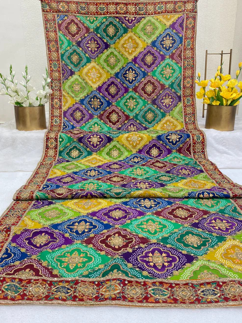 BL 6662 Natural Crepe Position Print Multicolor Dupatta