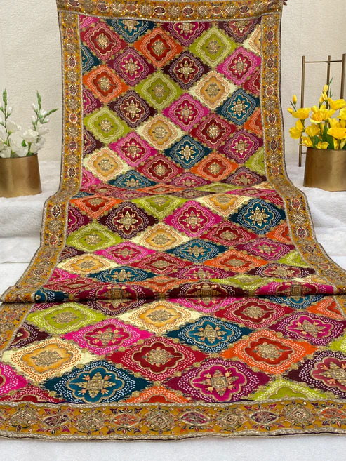 BL 6662 Natural Crepe Position Print Multicolor Dupatta