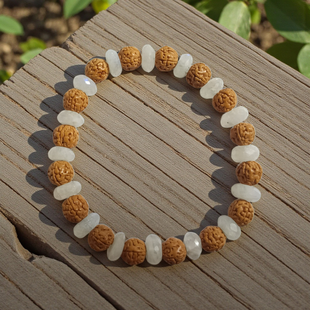Moon Stone And Rudraksha Bracelet