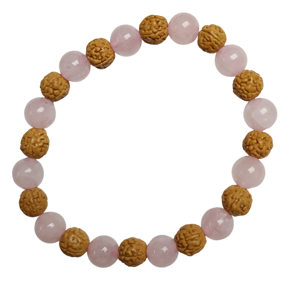 Rose Quartz And Rudraksh Bracelet