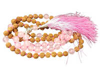 Rose Quartz And Rudraksha Mala - Jewelry Type: Spiritual Mala/prayer Beads