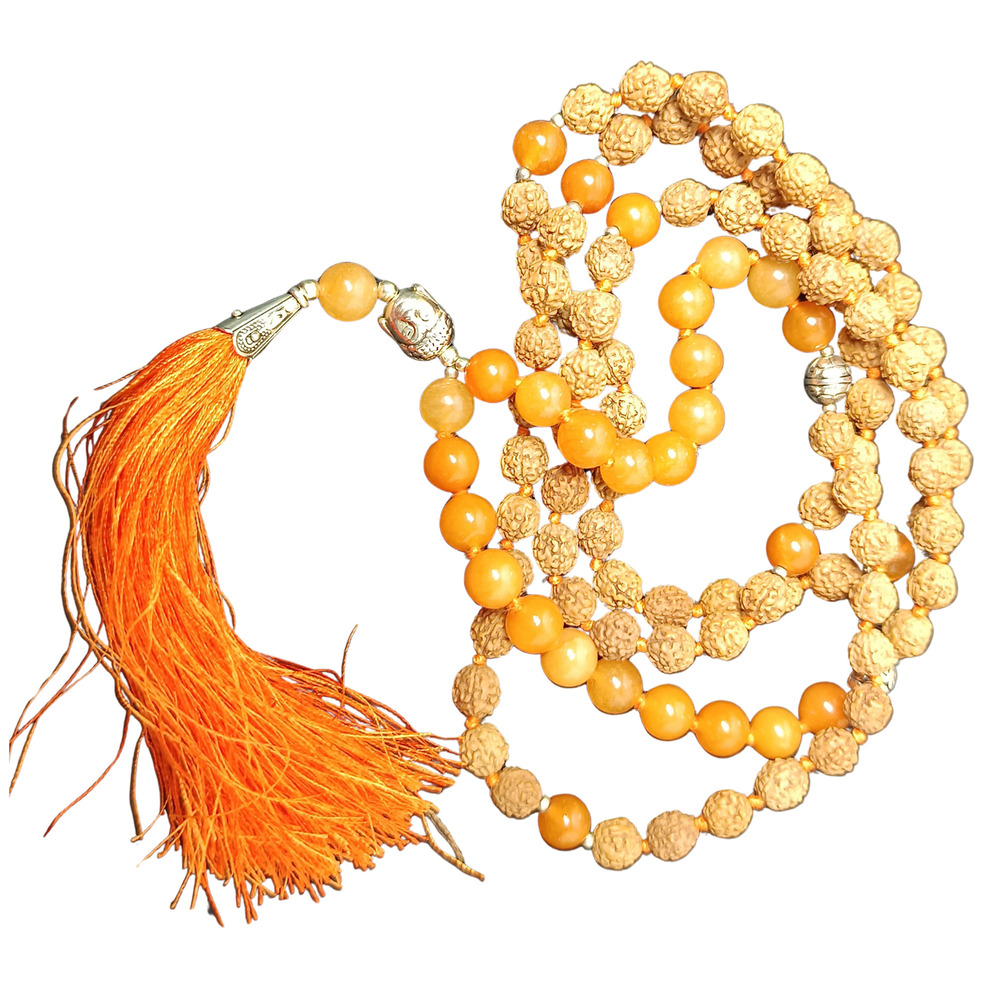 Carnelian And Rudraksha Mala