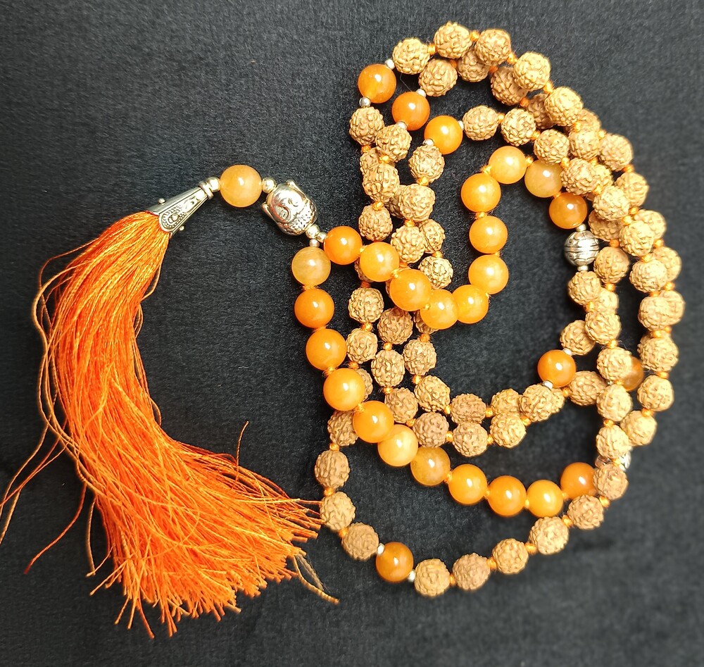 Carnelian And Rudraksha Mala